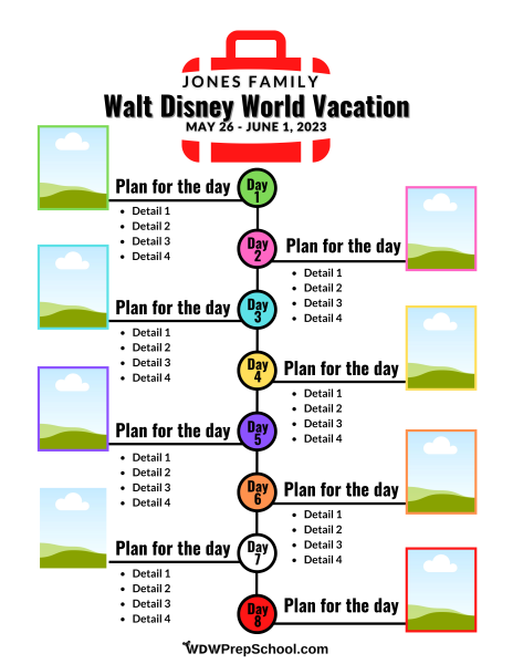 Disney world itinerary template