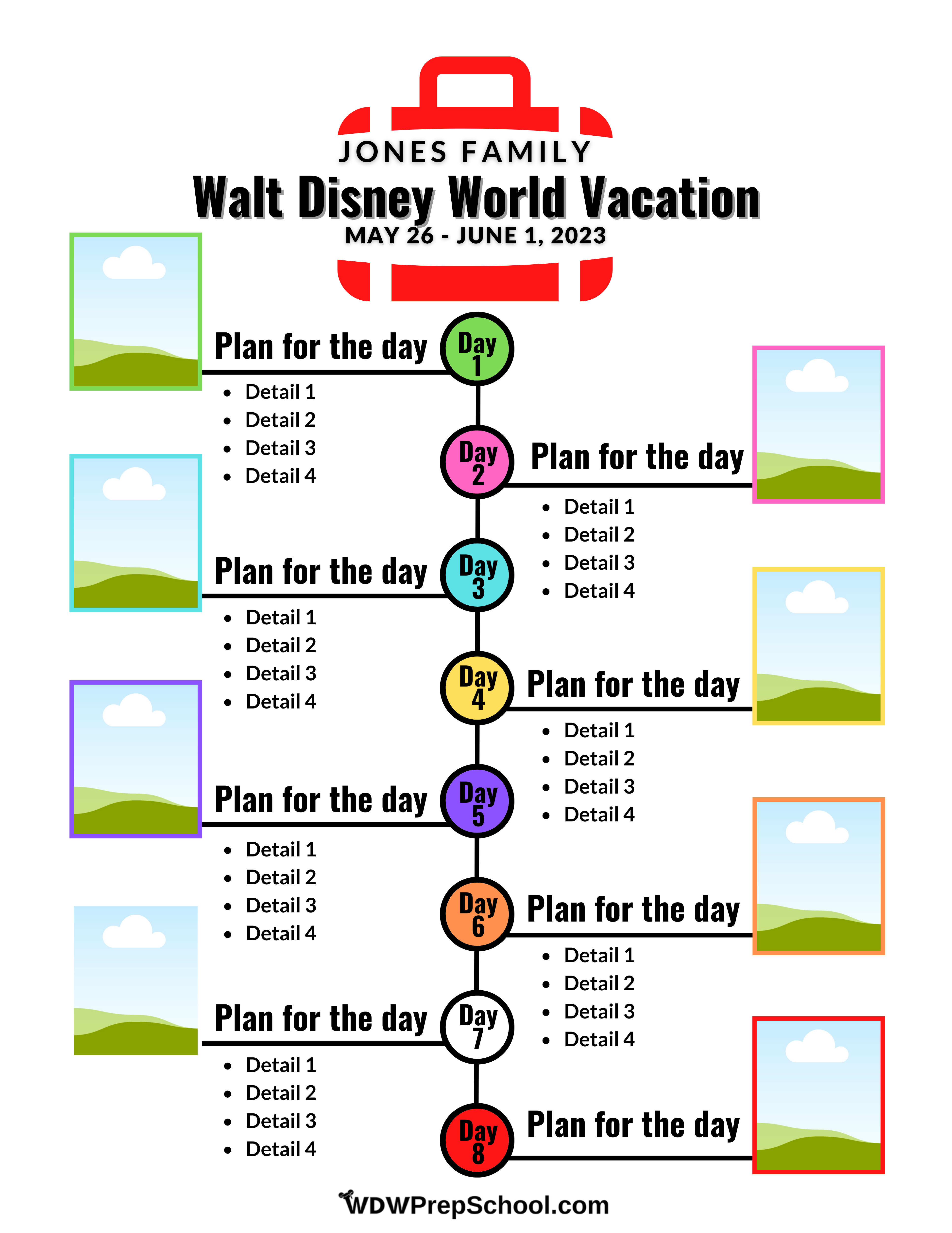 Walt Disney World Itinerary Template