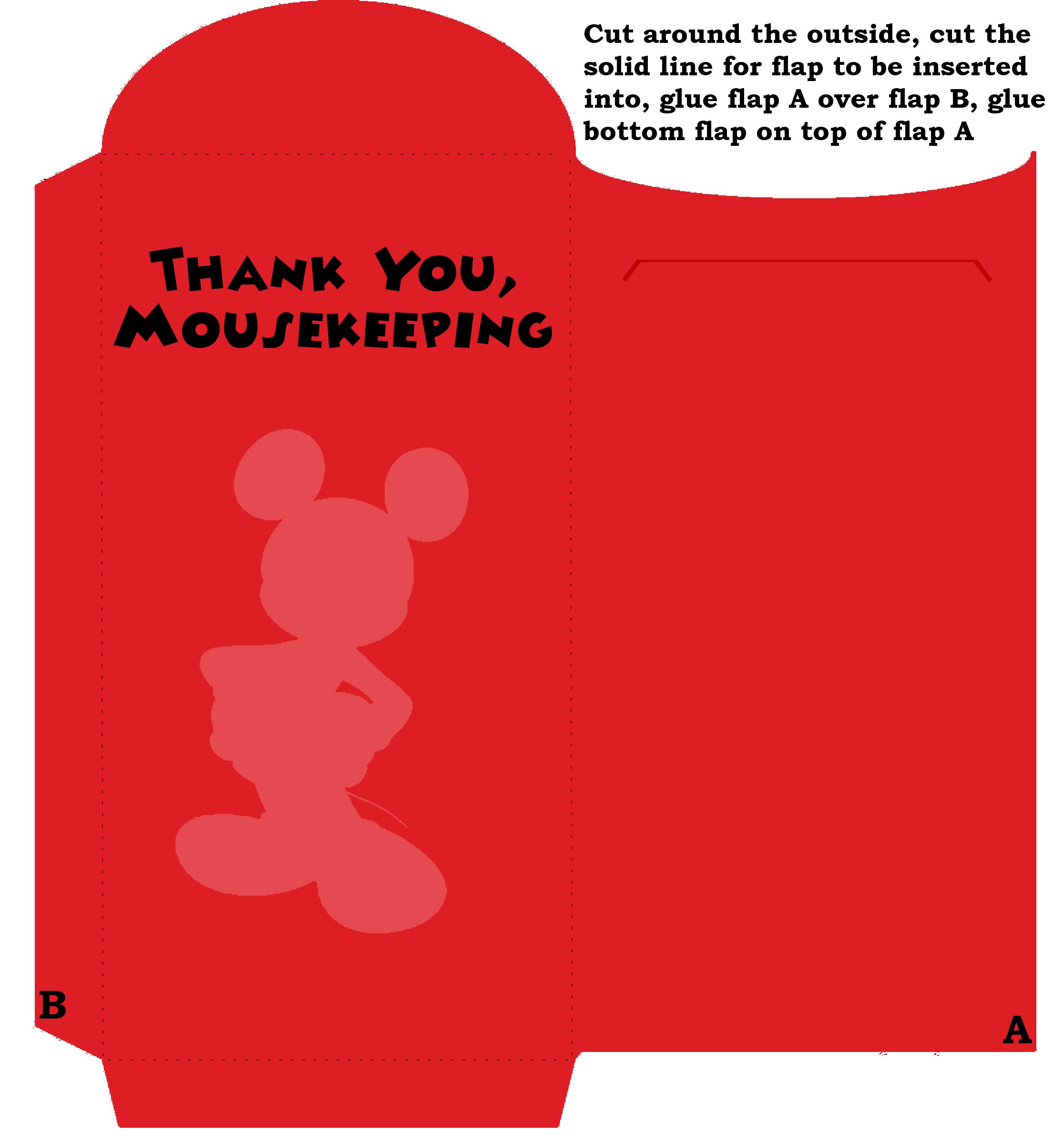 Disneyworld Disney WDW Mousekeeping tip stickers for envelopes Disneyland room 