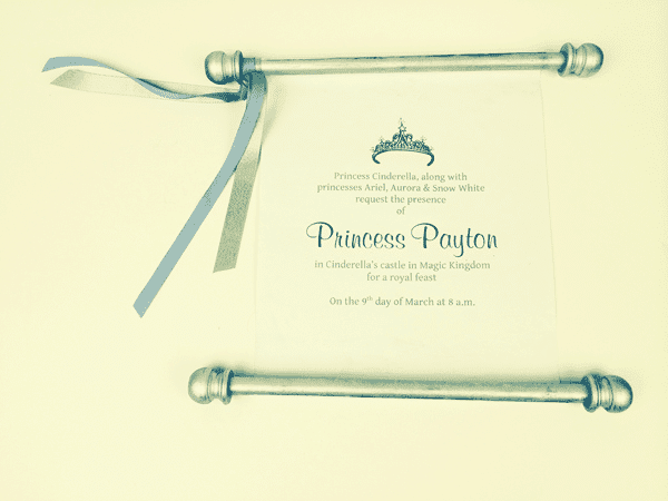 3 DIY Disney invitations princess scroll