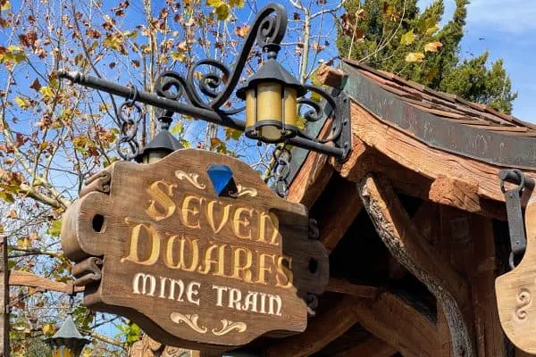 Seven Dwarfs Mine Train sign