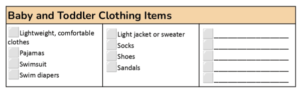 packing list checklist