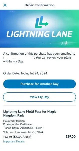 LL purchase confirmation