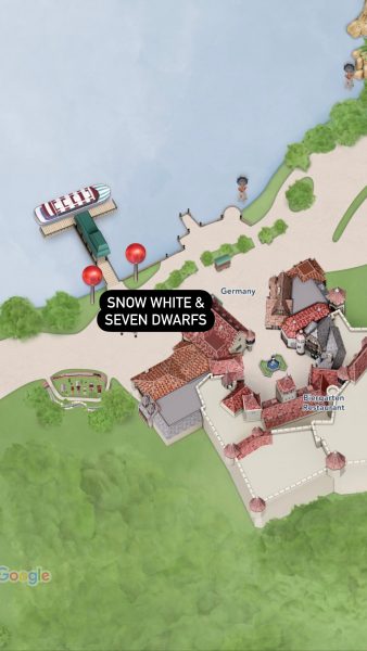 Epcot 2022 Flower and Garden Festival - Snow White Seven Dwarfs Topiaries map