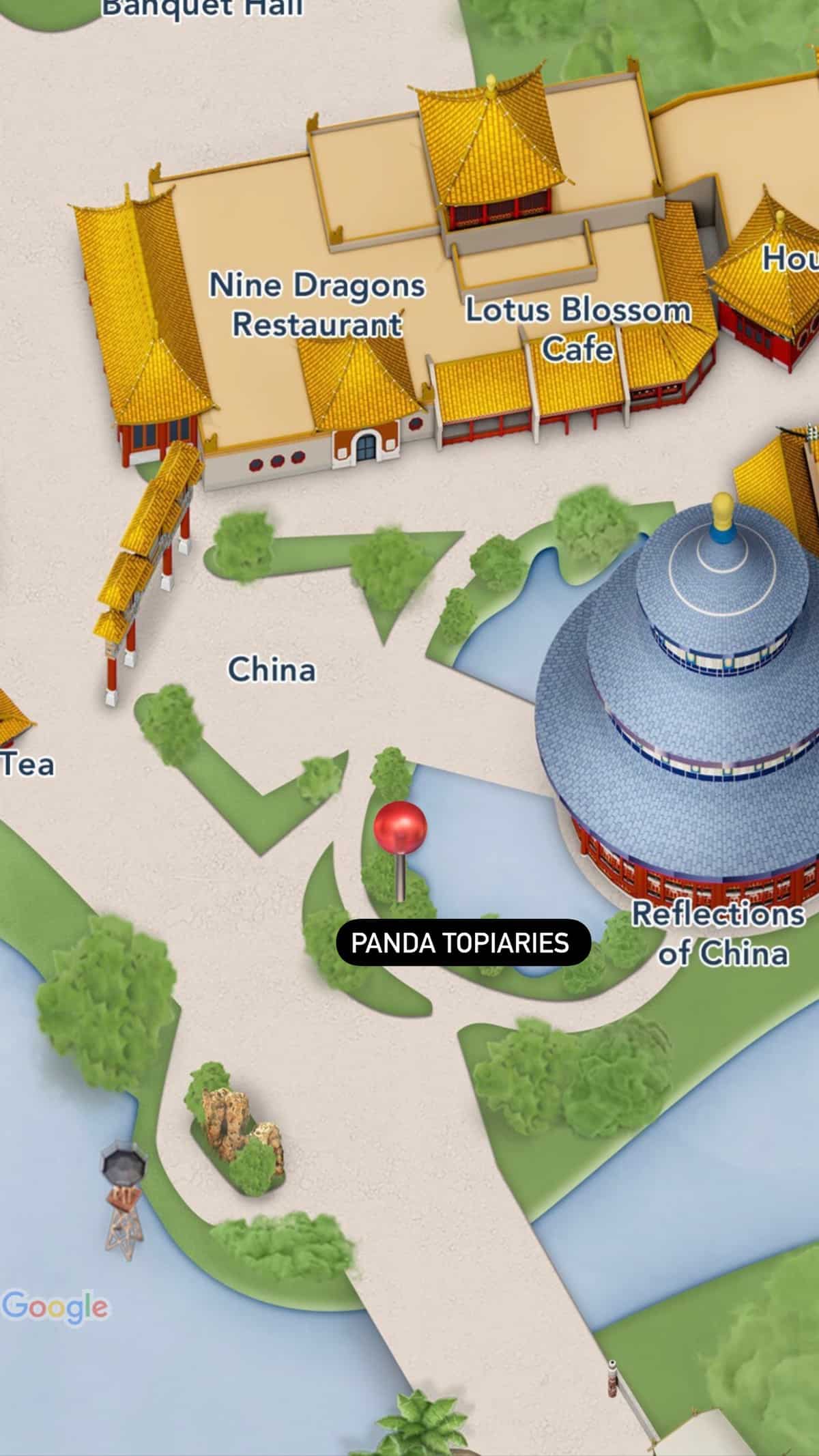 Epcot 2022 Flower and Garden Festival - panda topiaries map