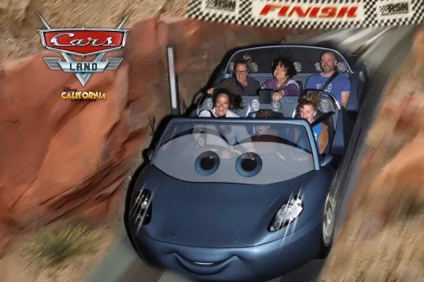 Casey and her family on Radiator Springs Racers
