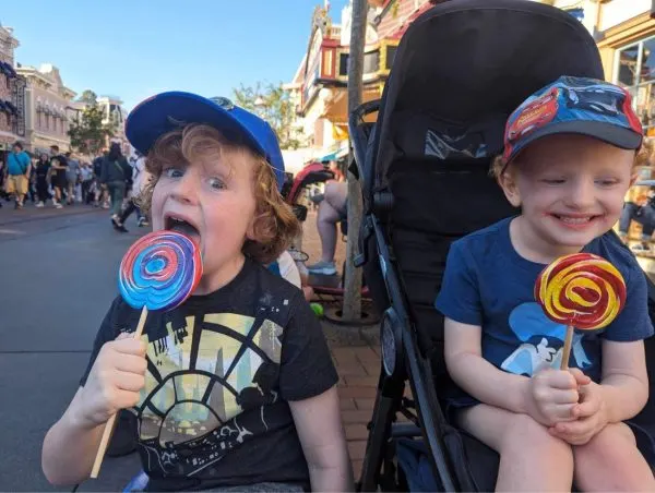 Casey's boys with lollipops
