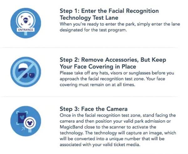 facial recognition testing steps at disney world