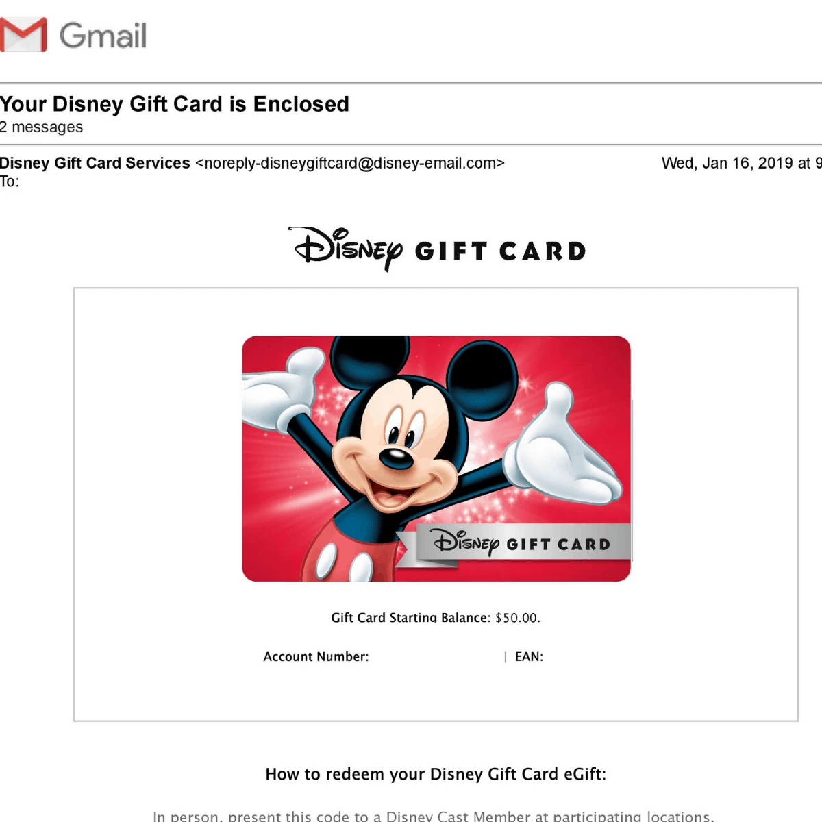 Disney gift card housekeeping featured