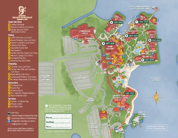 Grand Floridian and Grand Floridian Villas resort map