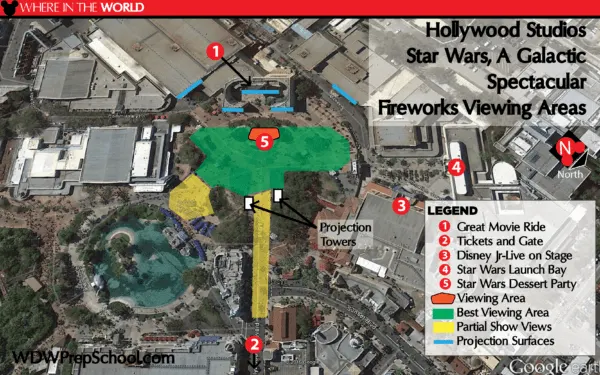Map of Star Wars Galactic Spectacular Fireworks View