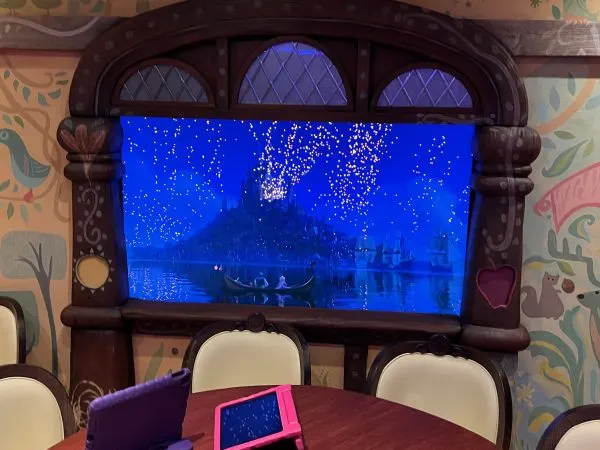 Tablets in the Rapunzel area of the Oceaneer Club on the Disney Wish