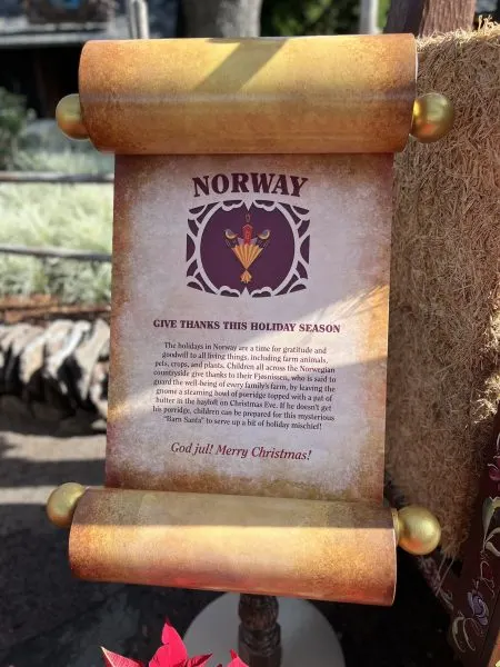 Norway Holiday sign explaining holiday traditions.