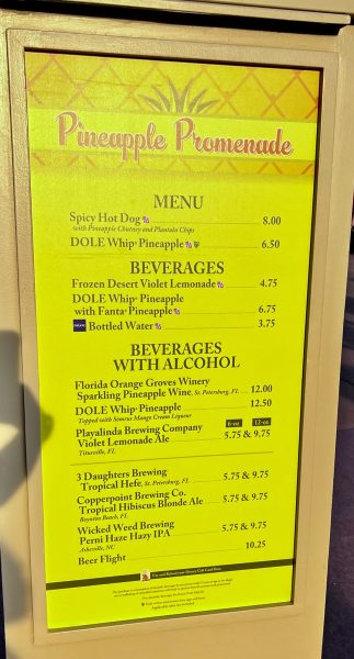 Pineapple Promenade menu board 2024