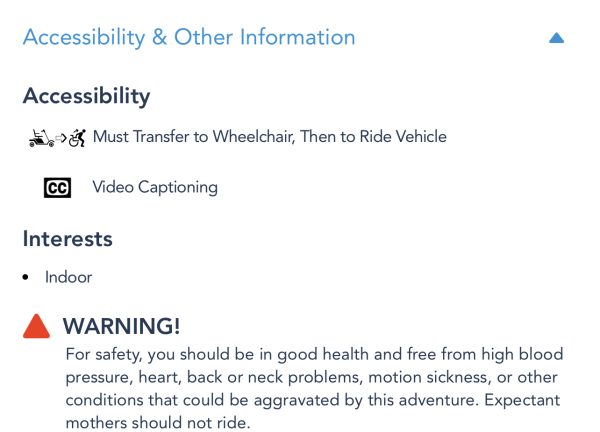 Tower of Terror accessibility information