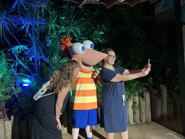 Shannon and Jennifer at H2O Glow Nights with Phineas