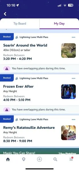 my disney experience lightning lane screenshot
