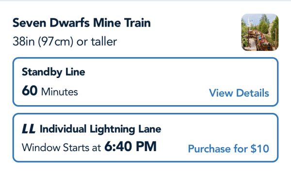 seven dwarfs mine train individual lightning lane - price