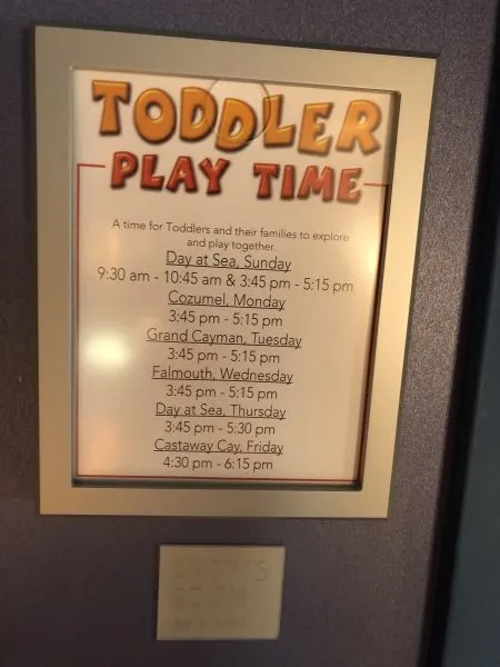 Toddler Play Time sign on Disney Fantasy