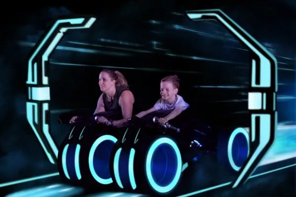 Liz and her son on Tron.