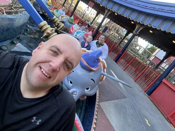 Matt and his family on Dumbo