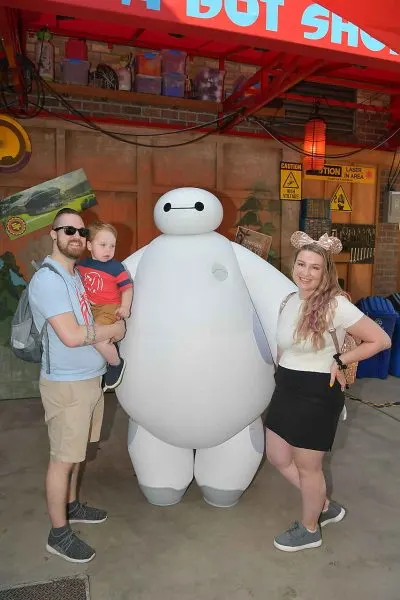Nicole and family with Baymax