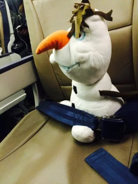 Olaf on the plane