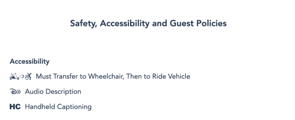 pirates of the caribbean accessibility information