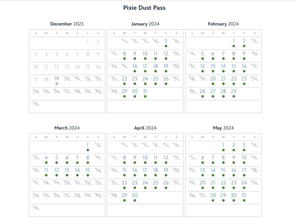 Pixie Dust Pass blockout dates for Jan -May 2024