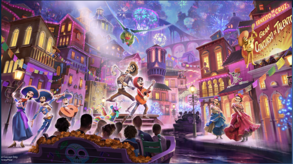 Concept art for Coco ride at Disneyland