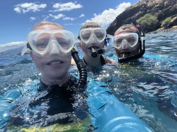 Stephanie's family snorkeling