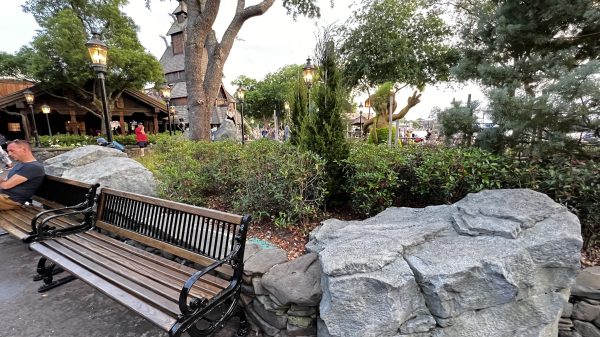 benches in Norway pavilion at epcot