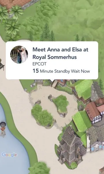 Anna and Elsa meet and greet - wait time in my disney experience app