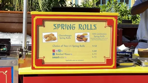 spring roll cart menu at adventureland
