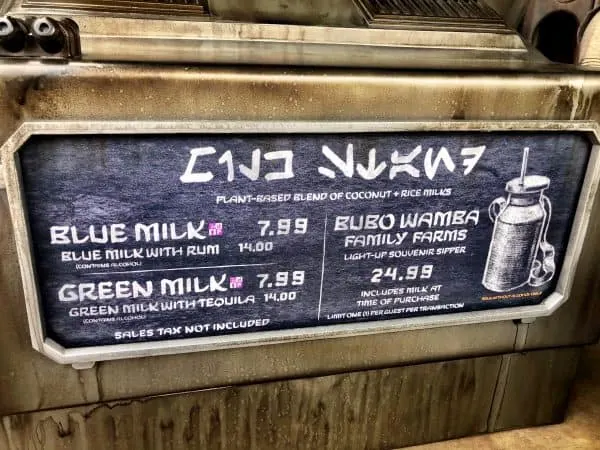 Milk Stand menu