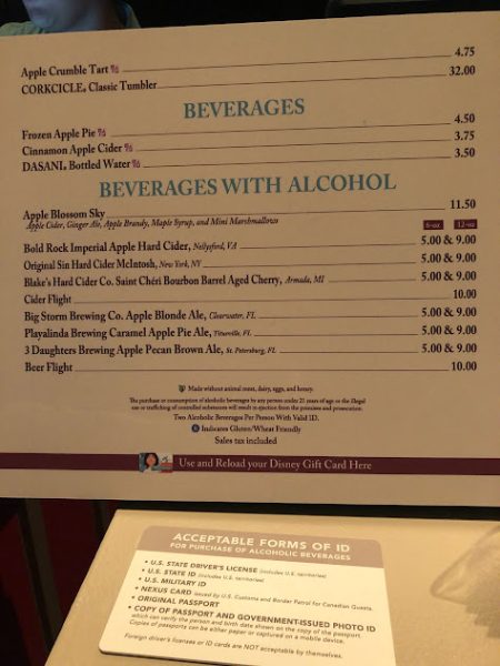 appleseed orchard menu - epcot food and wine 2022