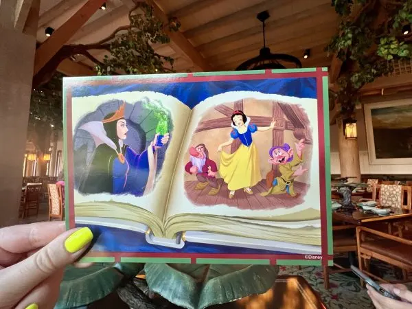 autograph card at artist point with snow white and friends
