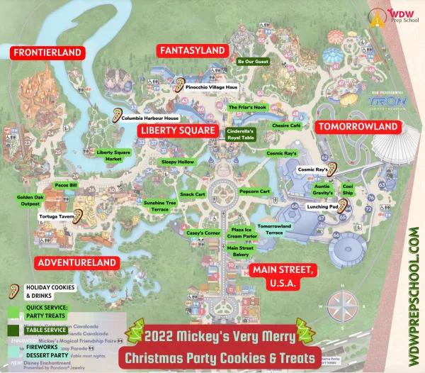 2022 mickey's very merry christmas party food map