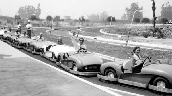 autopia on opening day at disneyland