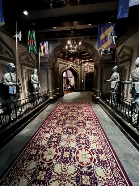 hallway at be our guest with talking knights