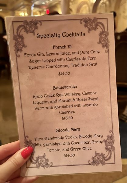 specialty cocktail menu at be our guest
