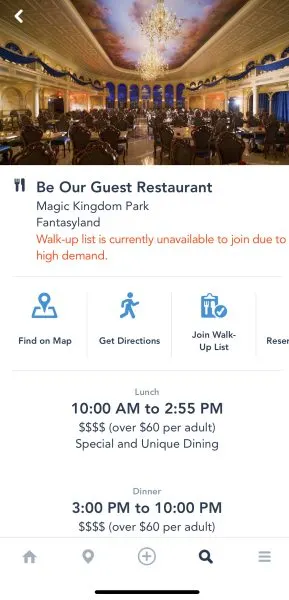 walk up list for be our guest