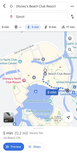 walking distance from yacht and beach club to epcot