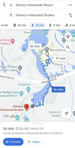 walking distance from boardwalk to hollywood studios
