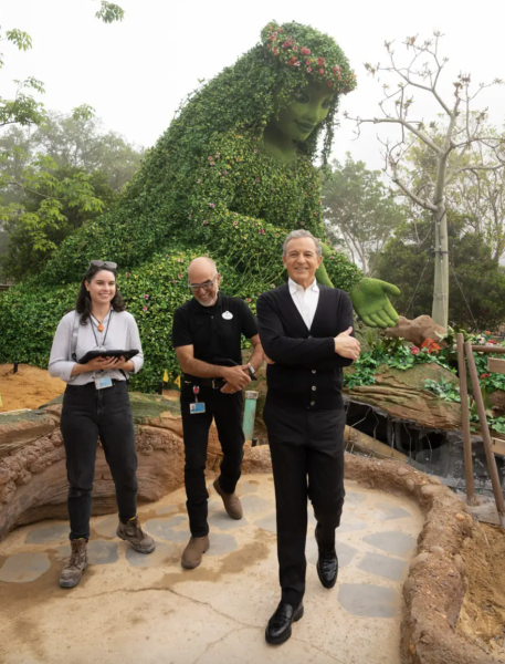 bob iger with te fiti at journey of water, inspired by moana