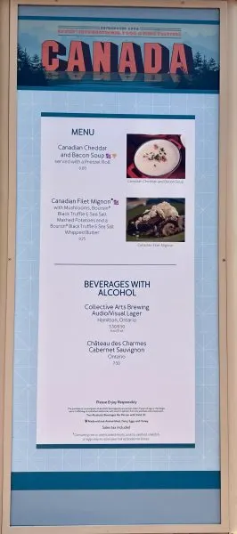 canada menu - epcot food and wine 2023