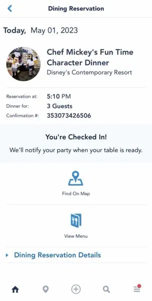 chef mickey's check in on app