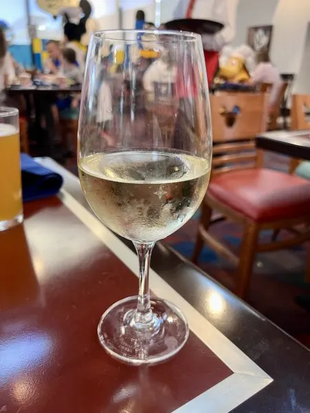 Chef Mickey's glass of Sauvignon Blanc