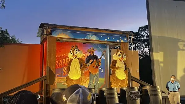 chip and dale campfire sing-a-long at fort wilderness