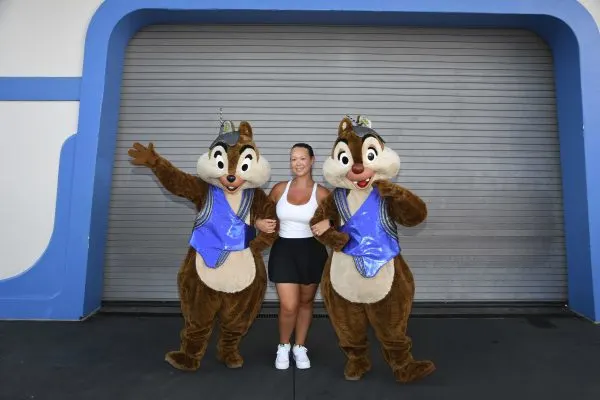chip and dale in their space costumes in tomorrowland